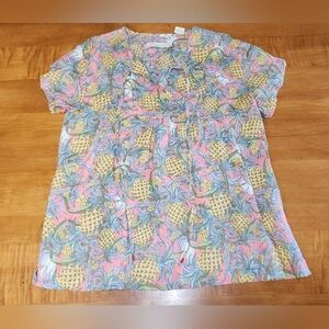 Richards Pineapple Linen Top Short sleeve Size 5 100% Linen